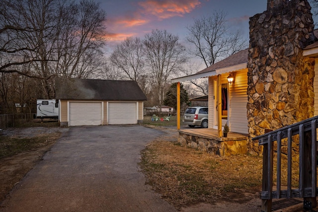 exterior space featuring a garage