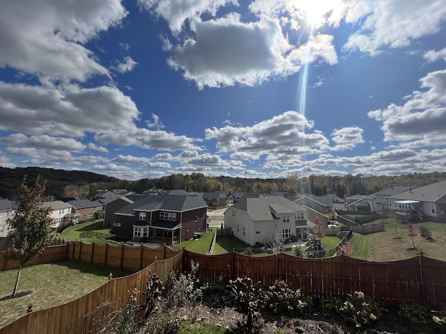 property view of mountains with a residential view