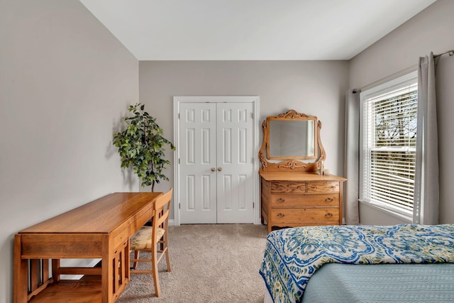bedroom with a closet and carpet flooring