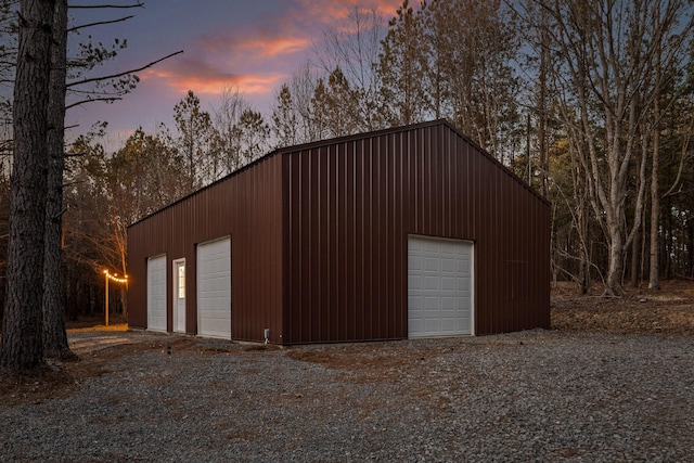 view of detached garage