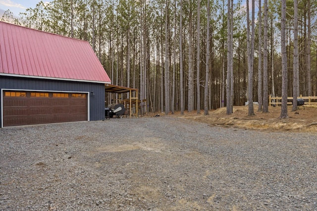 view of detached garage