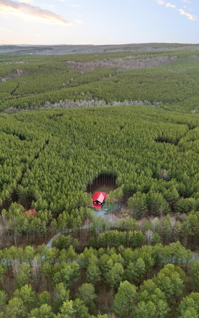 drone / aerial view featuring a view of trees