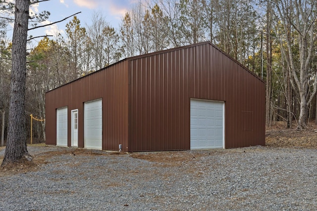 view of detached garage