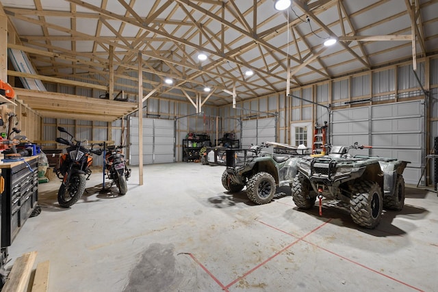 garage with metal wall