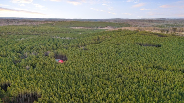 birds eye view of property featuring a view of trees