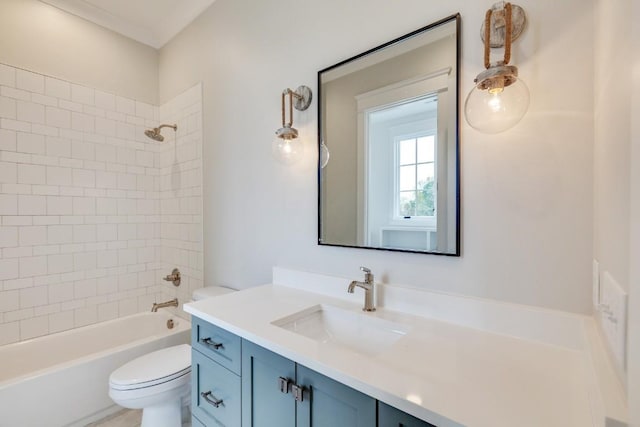 full bathroom featuring vanity, toilet, and tub / shower combination