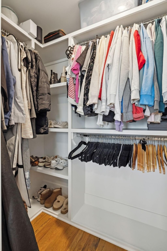 spacious closet featuring wood finished floors