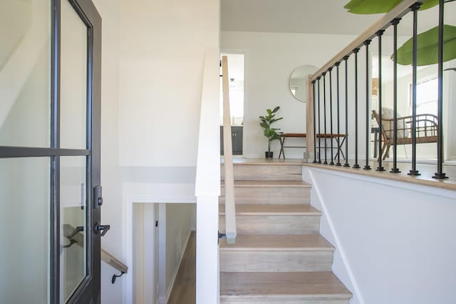 staircase featuring wood finished floors