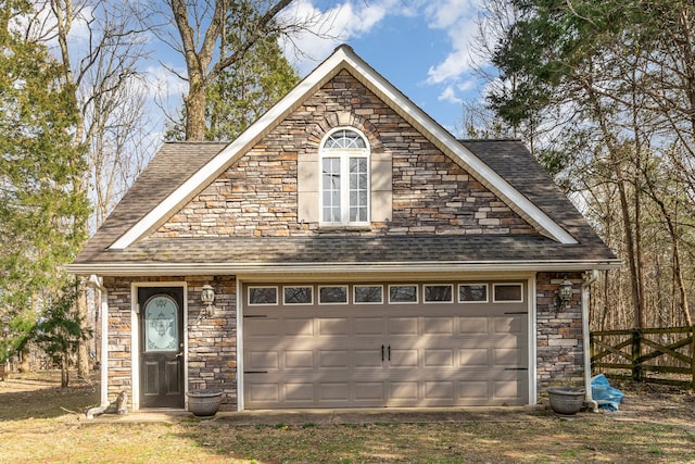 detached garage with fence