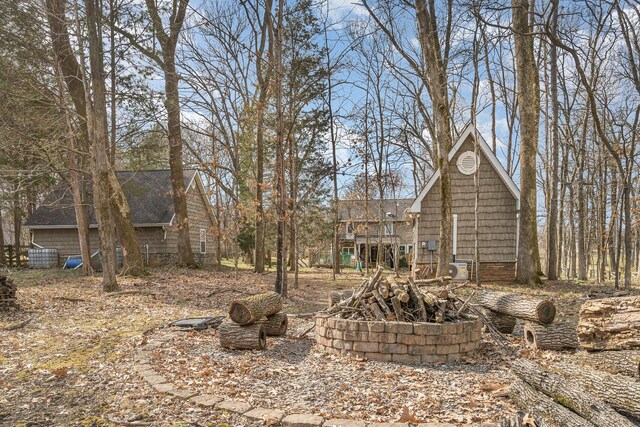 view of yard with a wooden deck