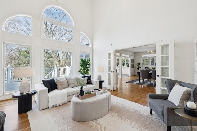 living room with wood finished floors