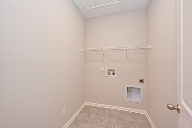 clothes washing area featuring baseboards, laundry area, washer hookup, and hookup for an electric dryer