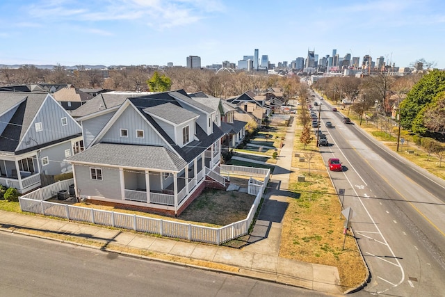 bird's eye view featuring a view of city