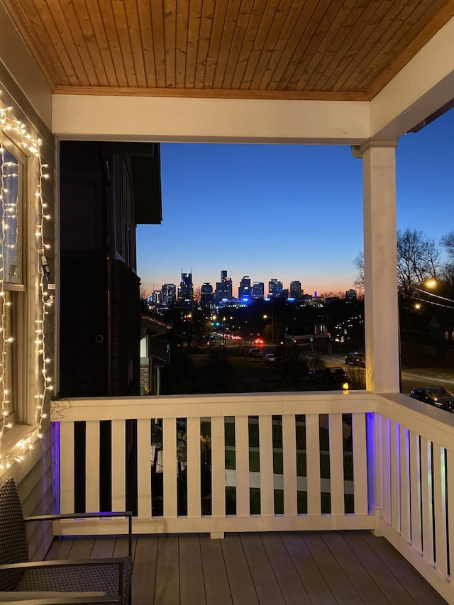 deck with a view of city