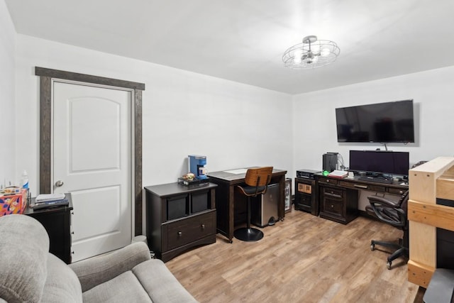 office space featuring light wood finished floors