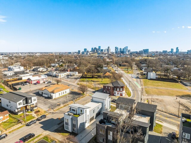 drone / aerial view with a city view