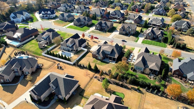 birds eye view of property with a residential view