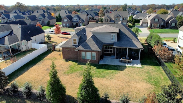 bird's eye view with a residential view