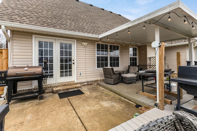 view of patio with french doors and grilling area