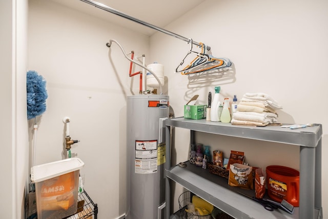 utility room with water heater