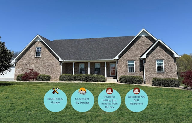 334 N Centerpoint Rd, Portland, TN 37148 - view of front facade featuring a front lawn and brick siding