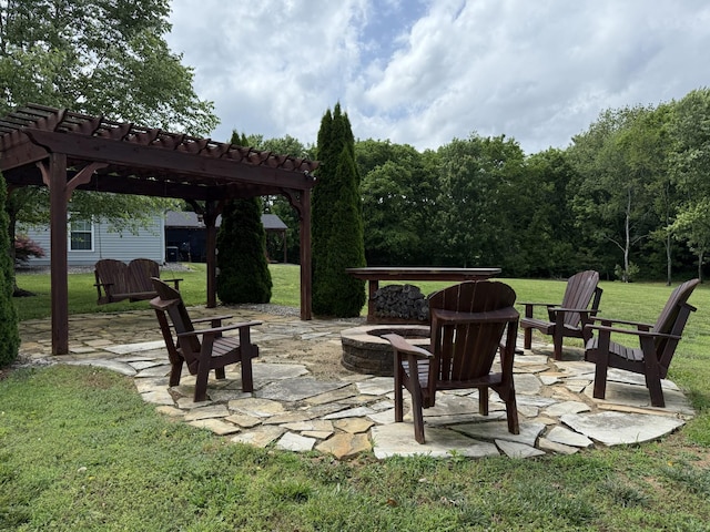 334 N Centerpoint Rd, Portland, TN 37148 - view of patio / terrace with an outdoor fire pit and a pergola