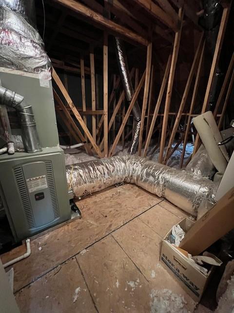 view of unfinished attic