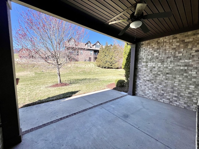 view of patio / terrace featuring ceiling fan