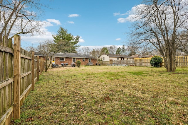 view of yard featuring a fenced backyard