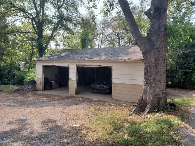 view of detached garage