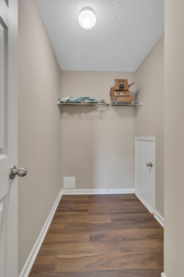 spacious closet with dark wood-style floors