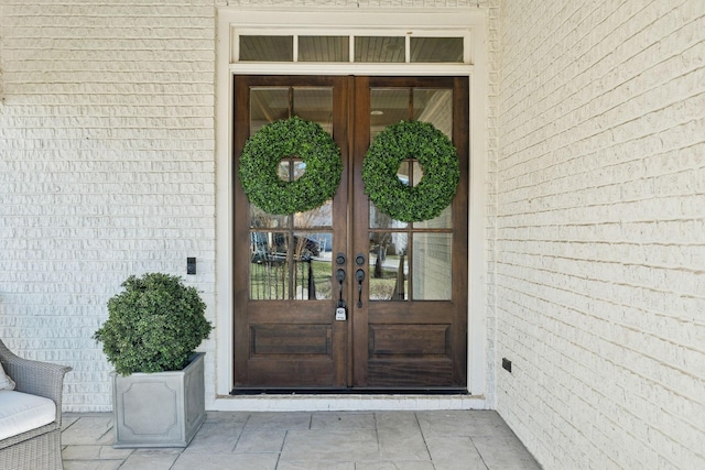 property entrance with french doors