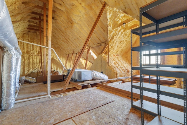 view of unfinished attic