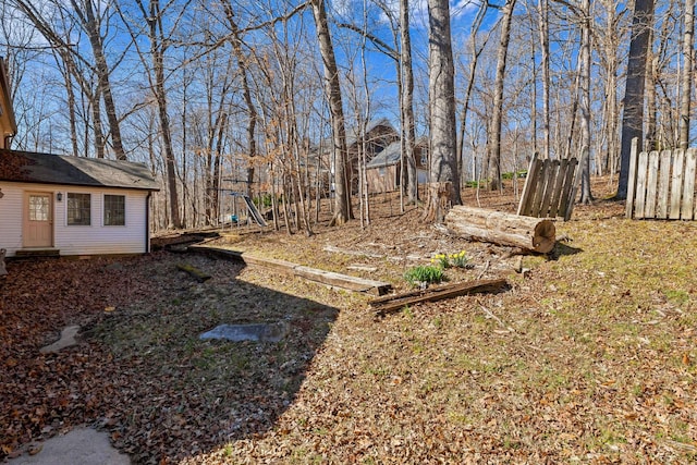 view of yard featuring fence