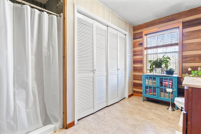 interior space with wooden walls