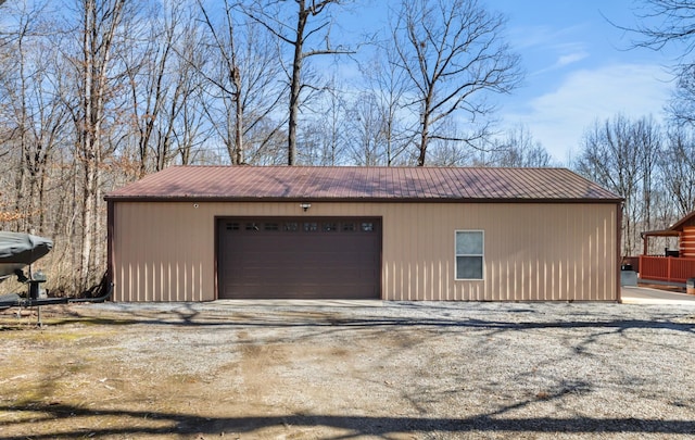 view of detached garage