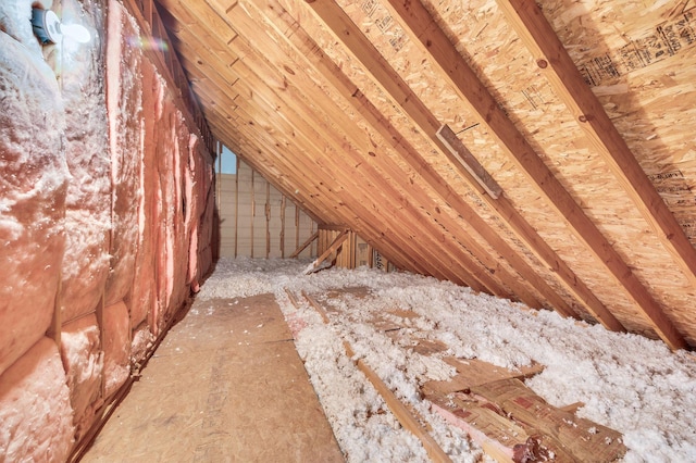 view of unfinished attic