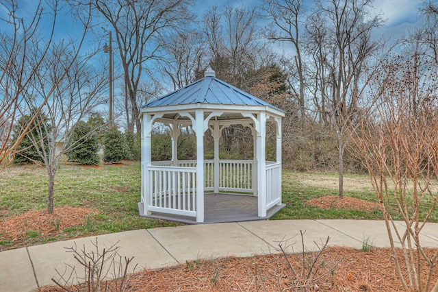 exterior space featuring a gazebo