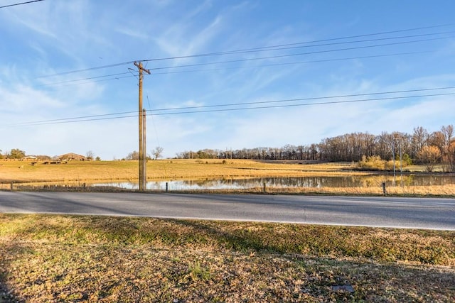 view of road with a water view