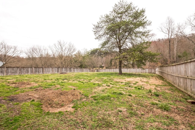 view of yard featuring a fenced backyard