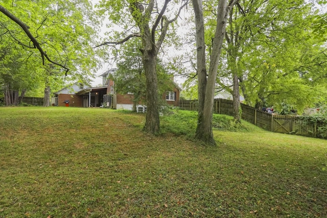 view of yard featuring a fenced backyard