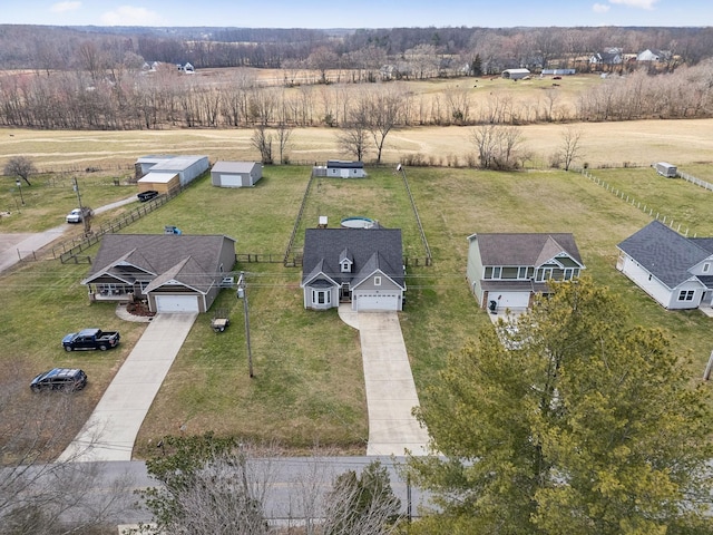 aerial view featuring a rural view