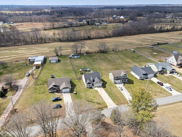 drone / aerial view with a rural view