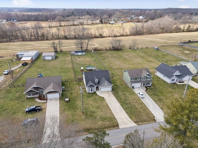 bird's eye view featuring a rural view