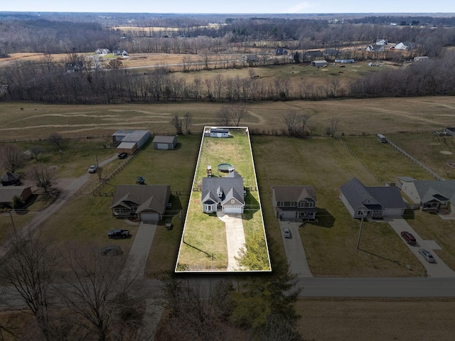 bird's eye view with a rural view