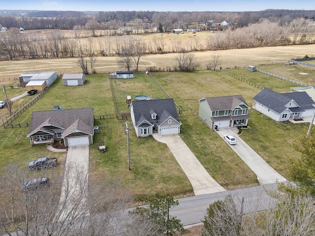 bird's eye view featuring a rural view
