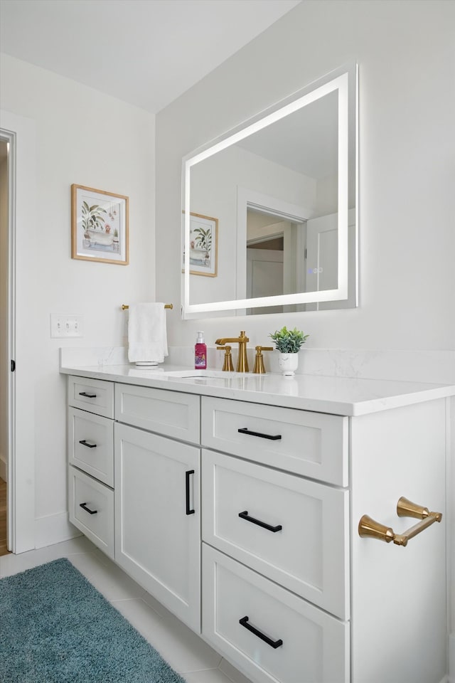 bathroom with vanity and tile patterned floors