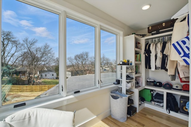 spacious closet with wood finished floors