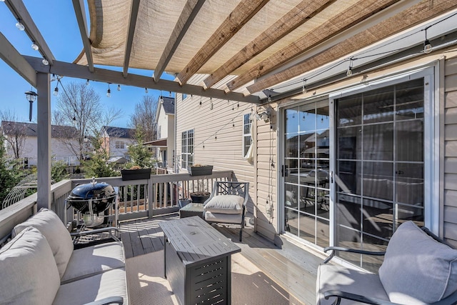 view of patio featuring a deck and an outdoor living space