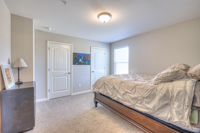 bedroom featuring carpet floors, a closet, and baseboards